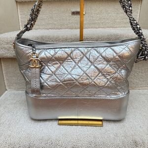 Chanel Aged Calfskin Quilted Medium Gabrielle Silver